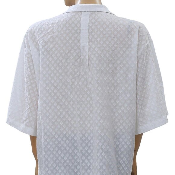 Rhode Resort Oliver Fil Coupe Cotton White Shirt Top Buttondown S New - Picture 8 of 9
